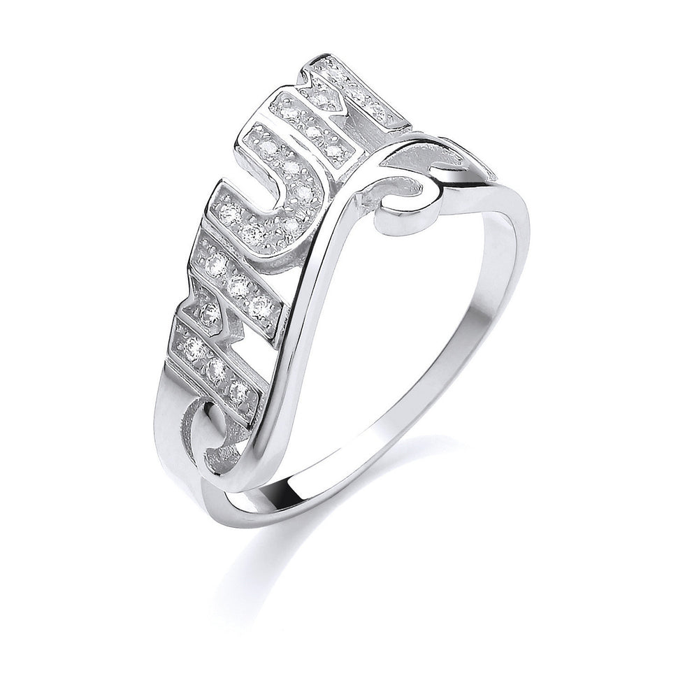 Silver Mum Cubic Zirconia Ring