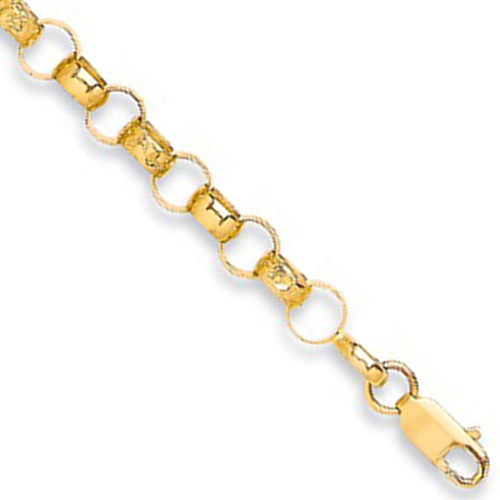 Yellow Gold Plain & Engraved 7mm Round Belcher Chain – product view