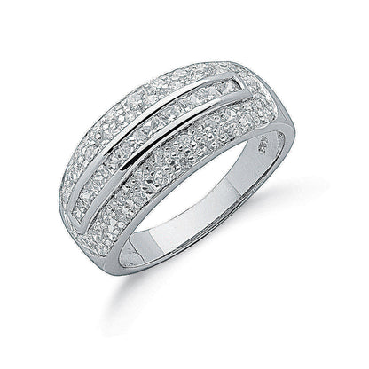 Silver Fancy Cubic Zirconia Bombay Ring