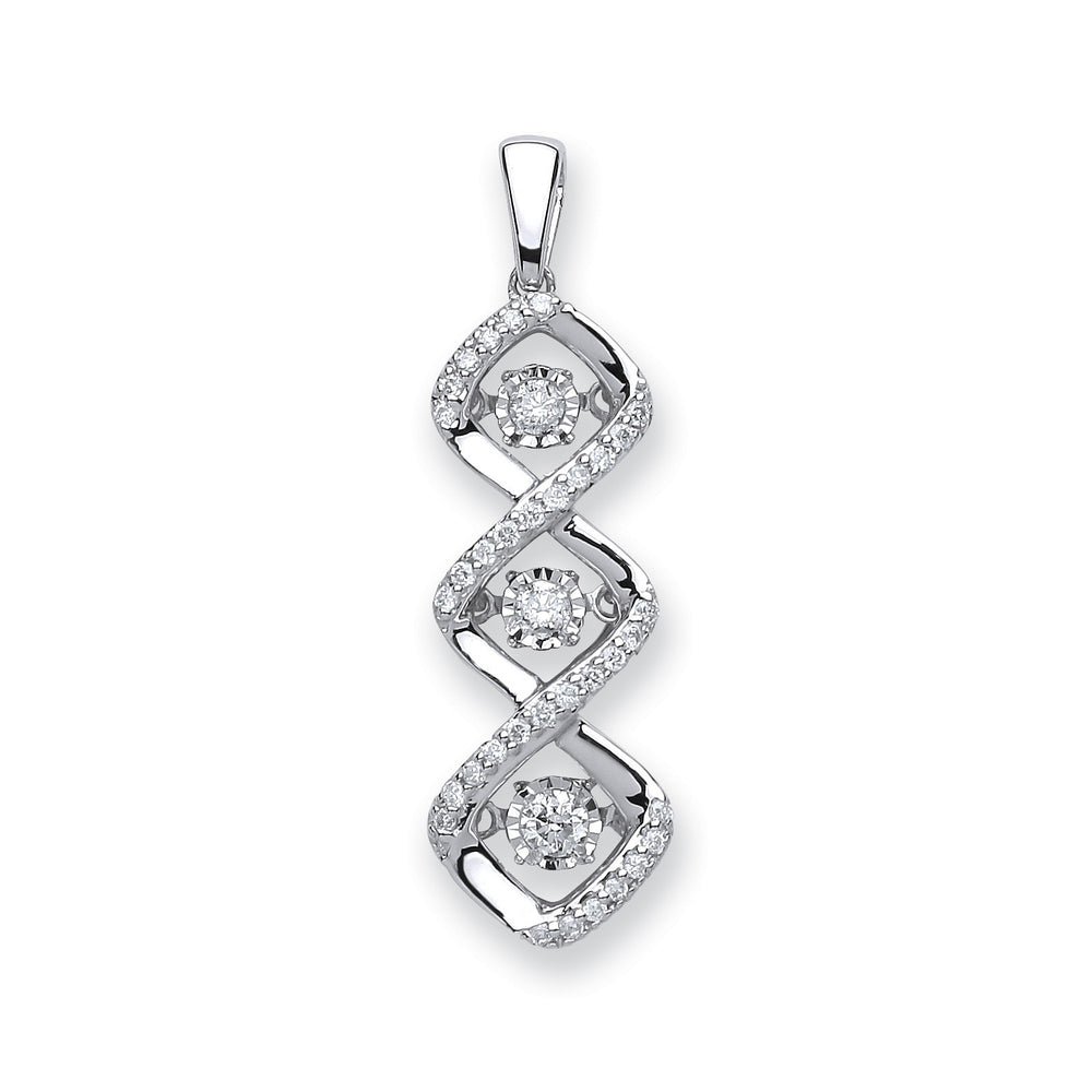 9ct White Gold 0.25ct Dancing Diamond Drop Pendant