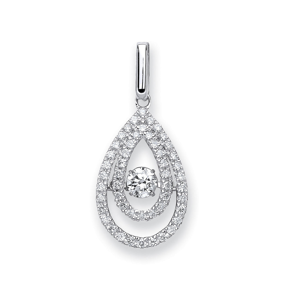 9ct White Gold 0.38ct Dancing Diamond Drop Pendant – product view
