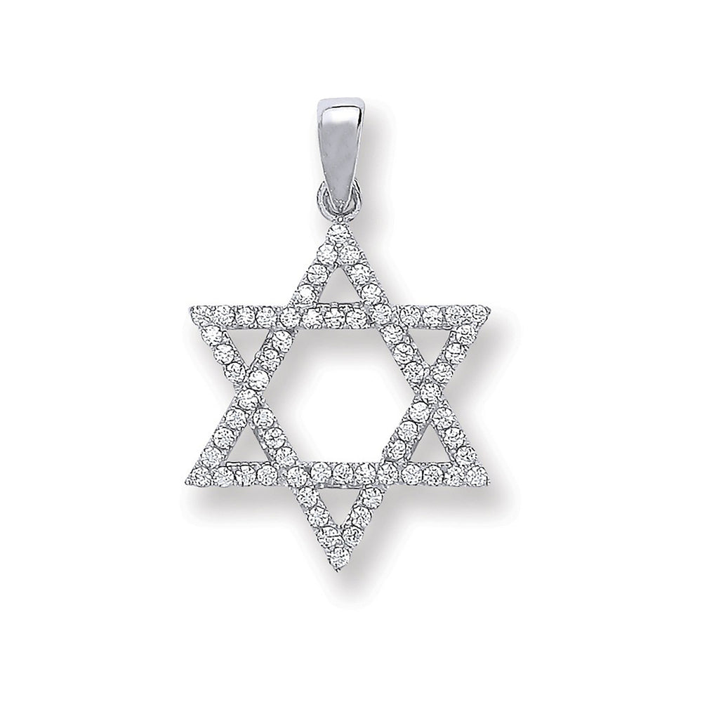 Silver Cubic Zirconia Star Of David Pendant
