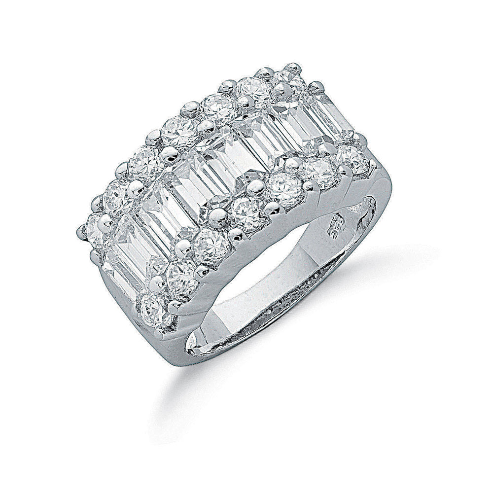 Silver Fancy Cubic Zirconia Half Eternity Ring