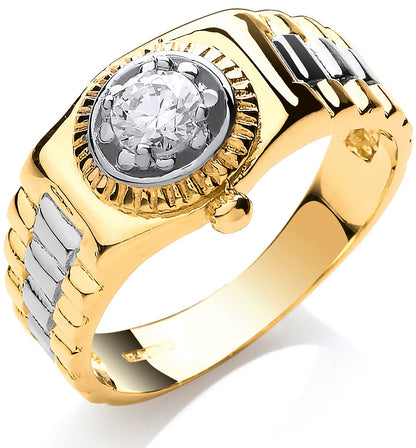 Yellow Gold Gents Cubic Zirconia Ring