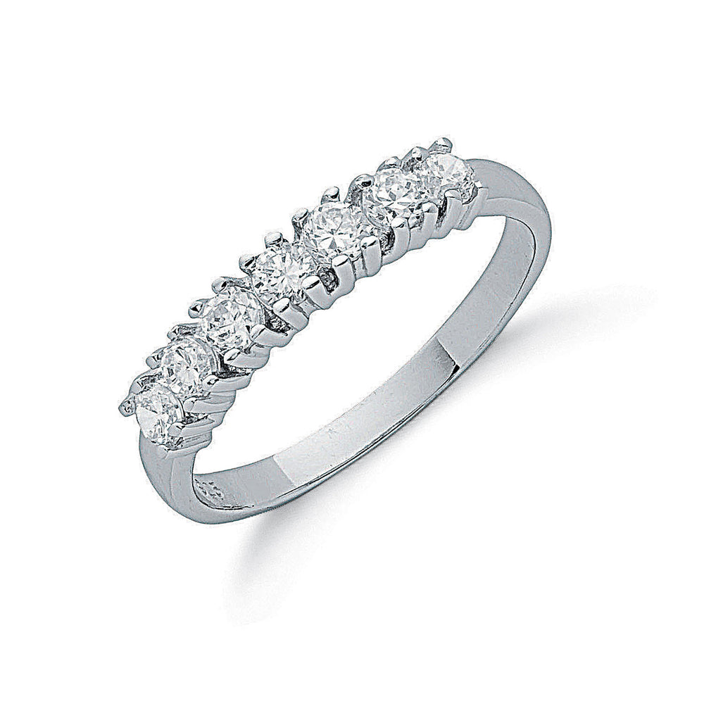 Silver Claw Set Cubic Zirconia Half Eternity Ring