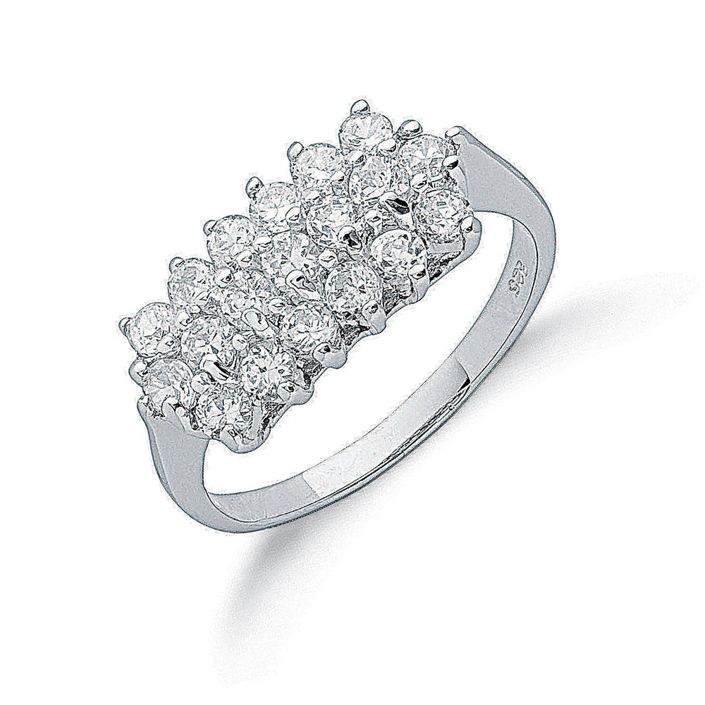 Silver Claw Set Cubic Zirconia Cluster Ring