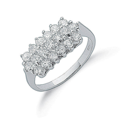 Silver Claw Set Cubic Zirconia Cluster Ring