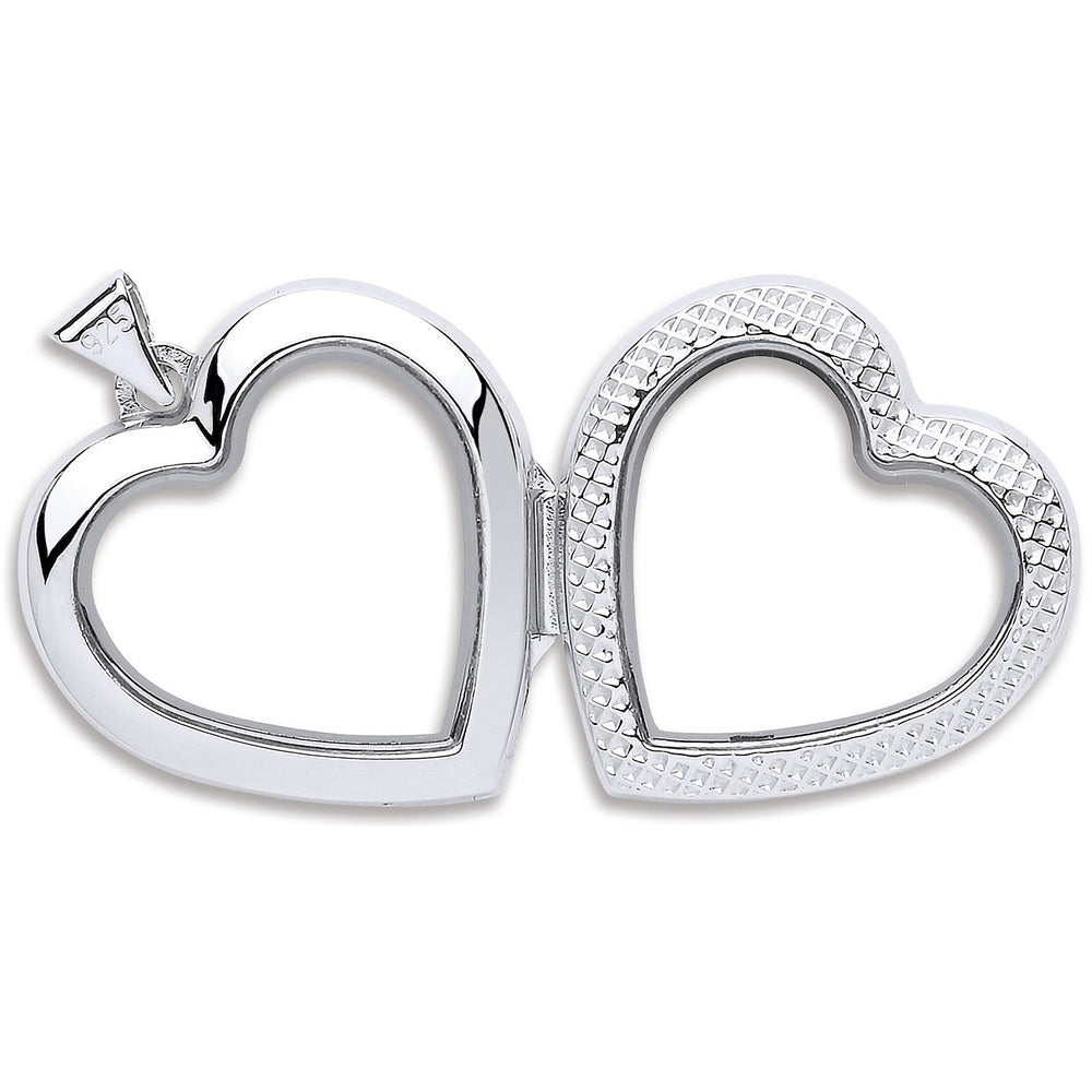 Silver Heart Plain & Ribbed Side Locket – product view