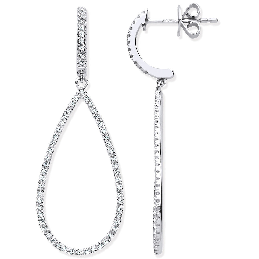9ct White Gold 0.35ct Diamond Drop Earrings