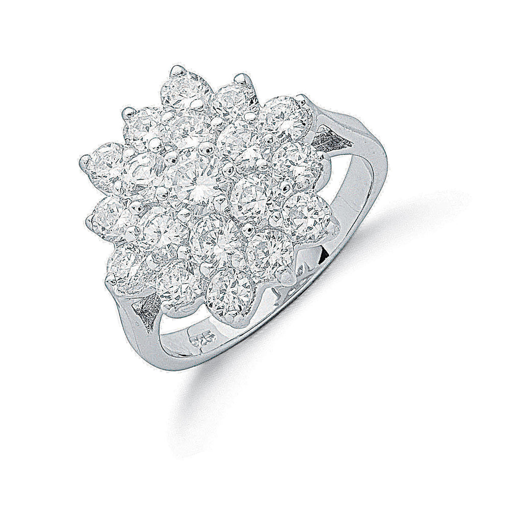 Silver Claw Set Cubic Zirconia Cluster Ring