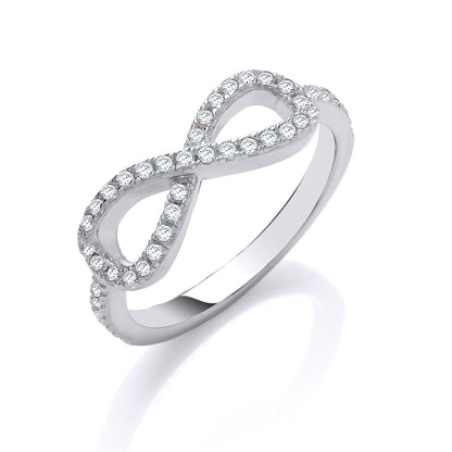 Silver Cubic Zirconia Infinity Symbol Ring