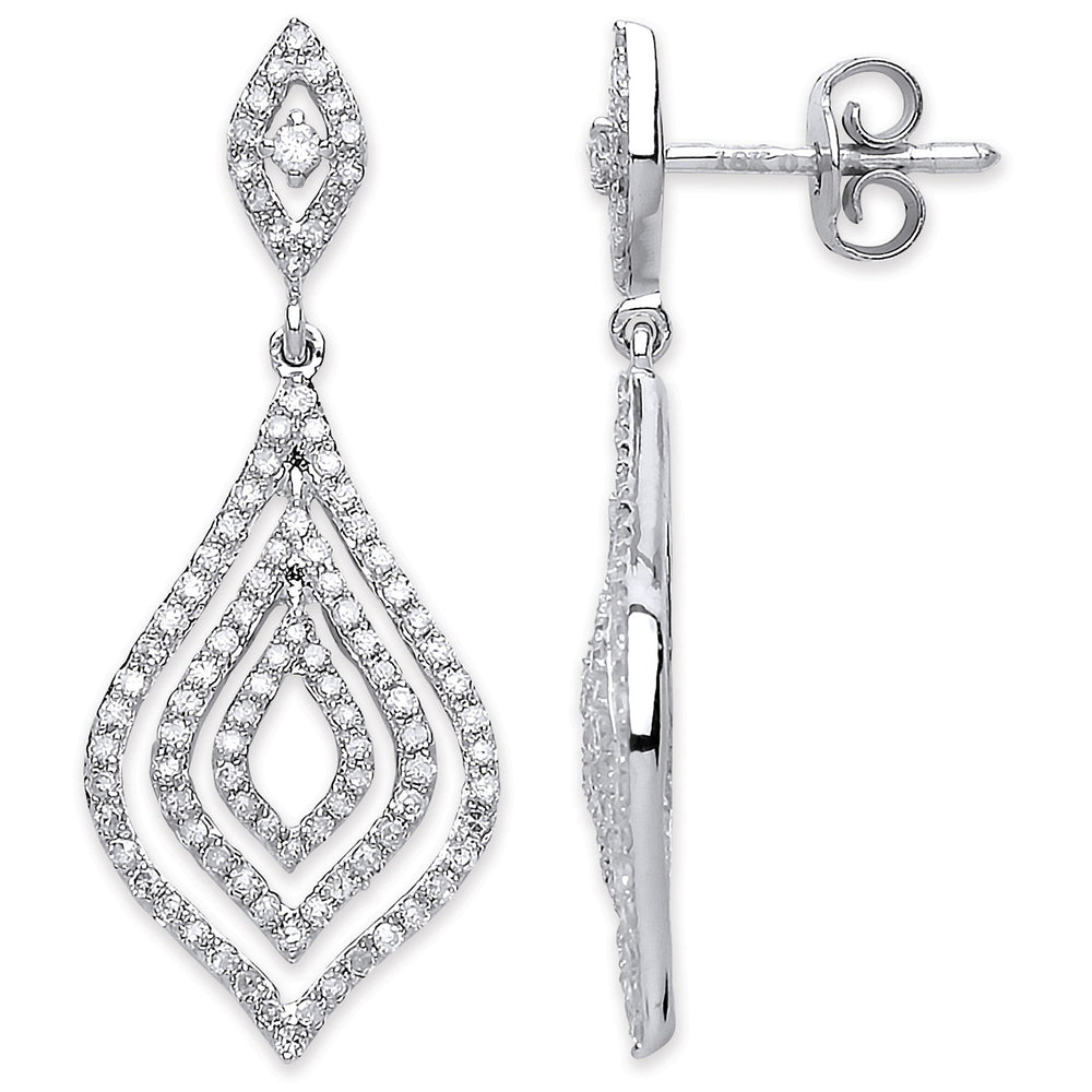 18ct White Gold 0.75ct Dia Drop Earrings