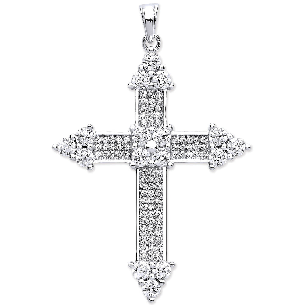 Silver Fancy Cubic Zirconia Cross – product view