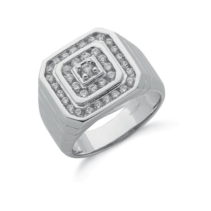 Silver Gents Cubic Zirconia Ring