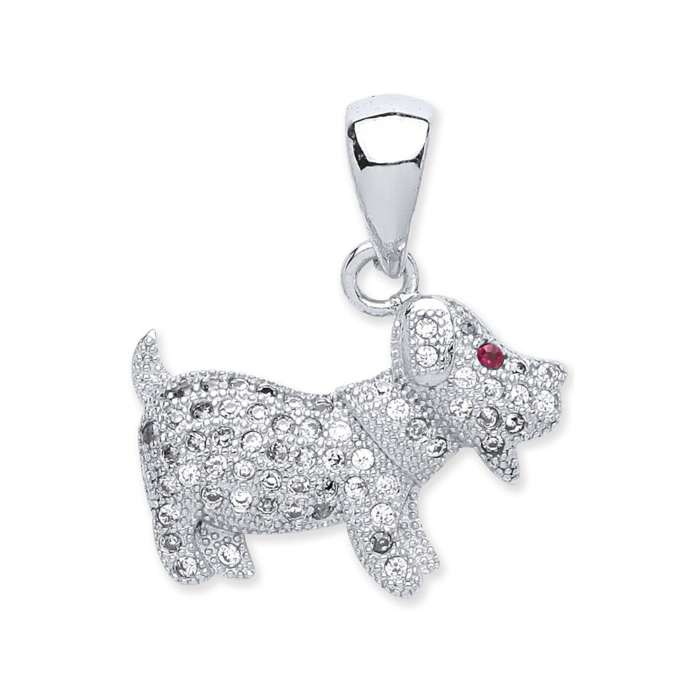 Silver Cubic Zirconia Dog Pendant