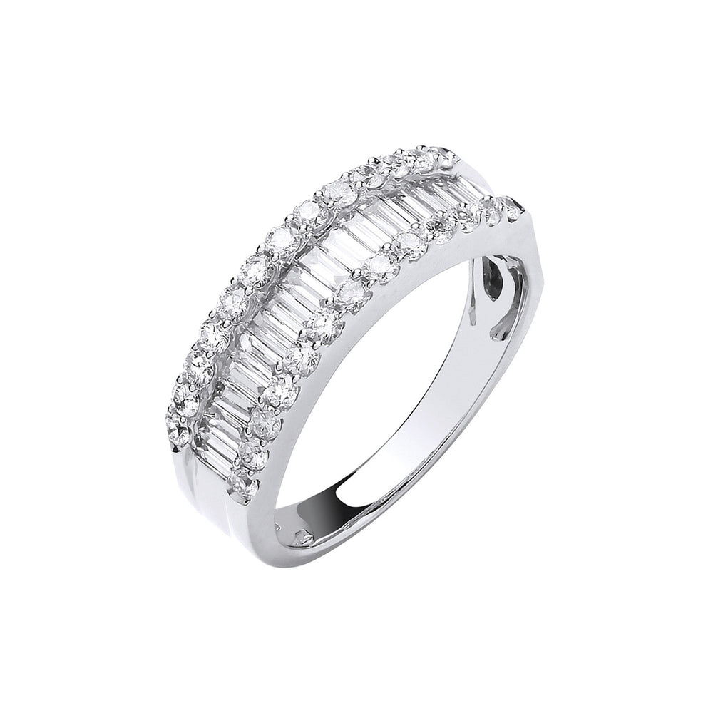 18ct White Gold 1.00ct Baguette & Brilliant Cut Diamond ET Ring
