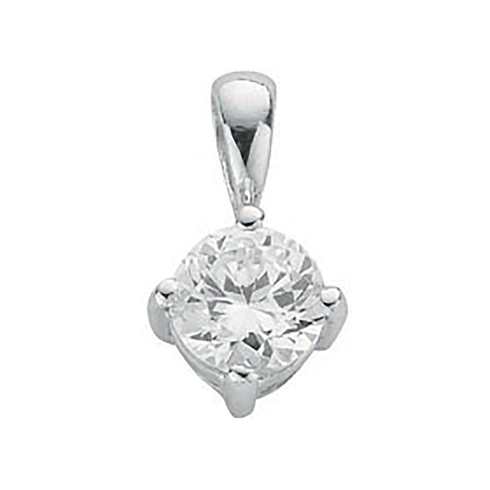 Silver Claw Set Cubic Zirconia Single Stone Pendant