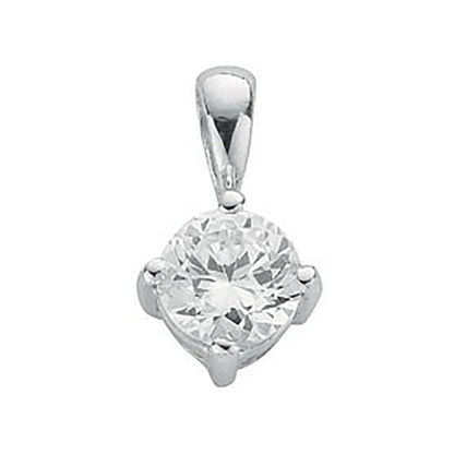 Silver Claw Set Cubic Zirconia Single Stone Pendant