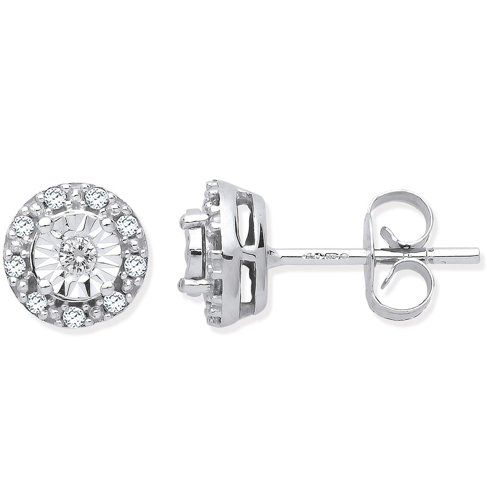 9ct White Gold 0.13ct Dia Stud Earrings