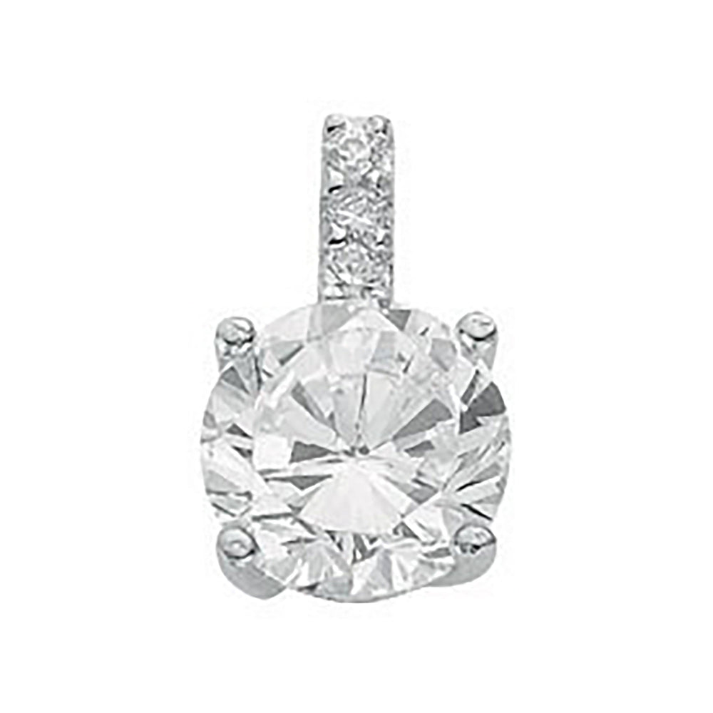 Silver Claw Set Cubic Zirconia Single Stone Pendant