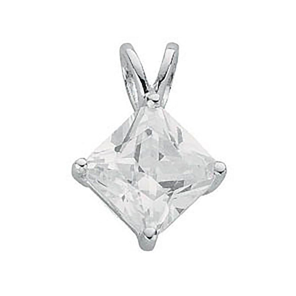 Silver Claw Set Princess Cut Cubic Zirconia S/S Pendant – product view