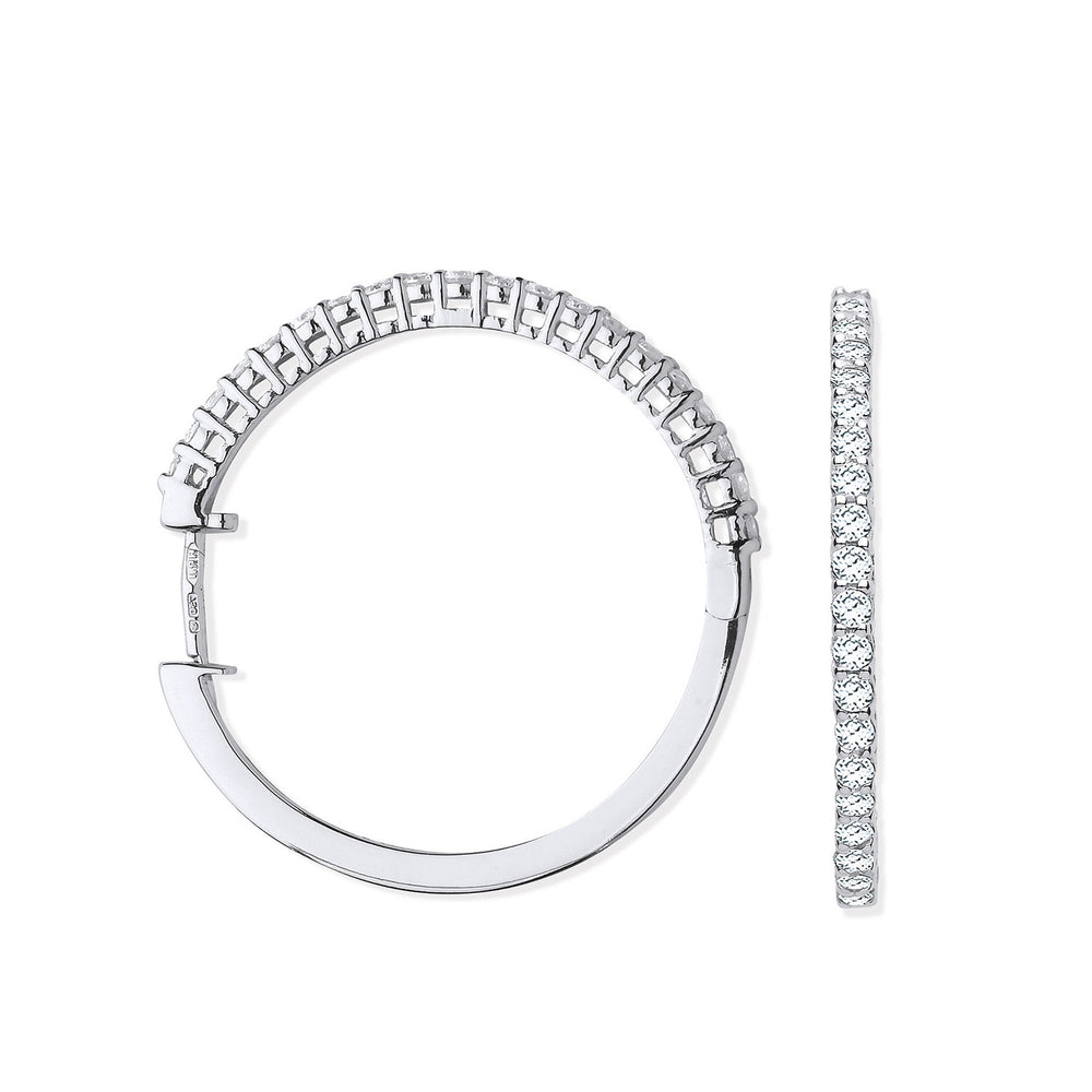 18ct White Gold 0.70ct Claw Set Diamond Hinged Hoop Earrings – product view