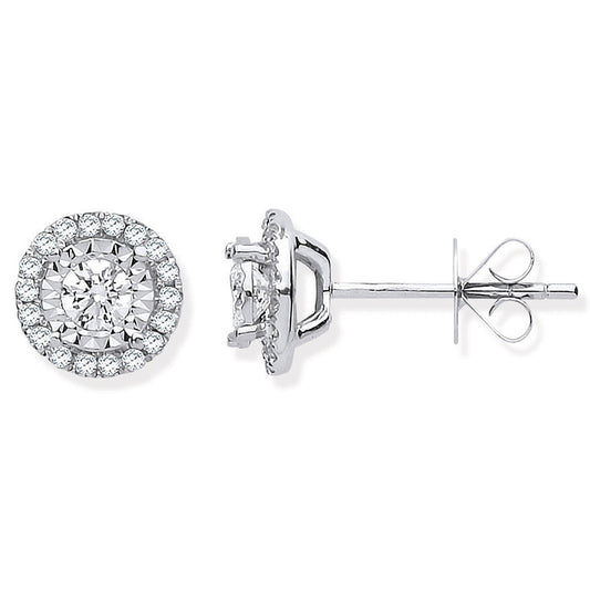 18ct White Gold Halo 0.50ctw Diamond Studs