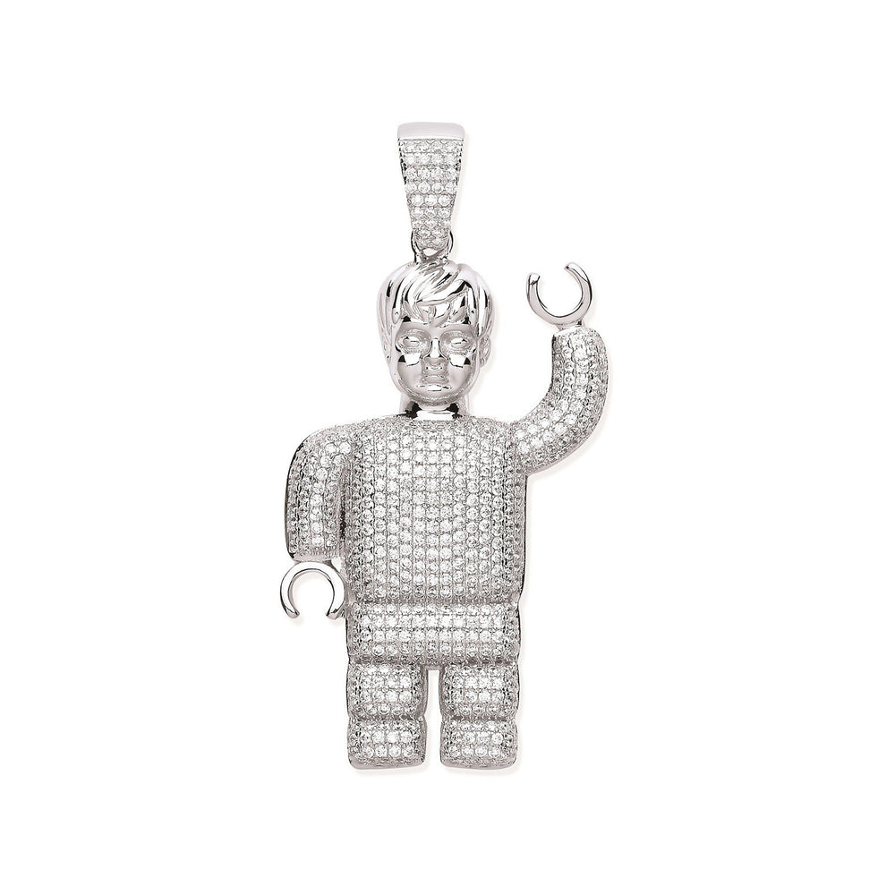 Silver Cubic Zirconia Lego Man Pendant – product view