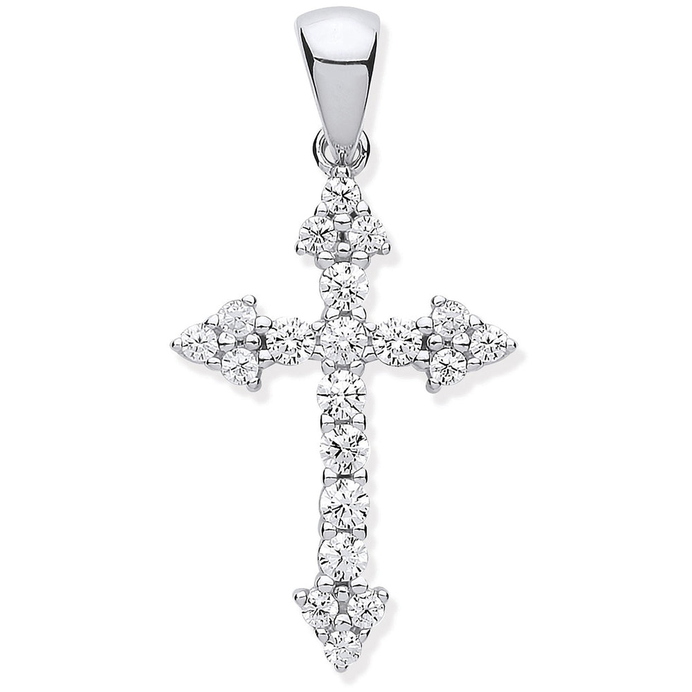 Silver Small Cubic Zirconia Fancy Cross