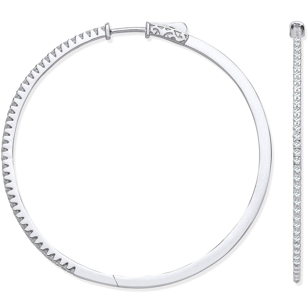 18ct White Gold 1.20ctw Claw Set Hoop Earrings