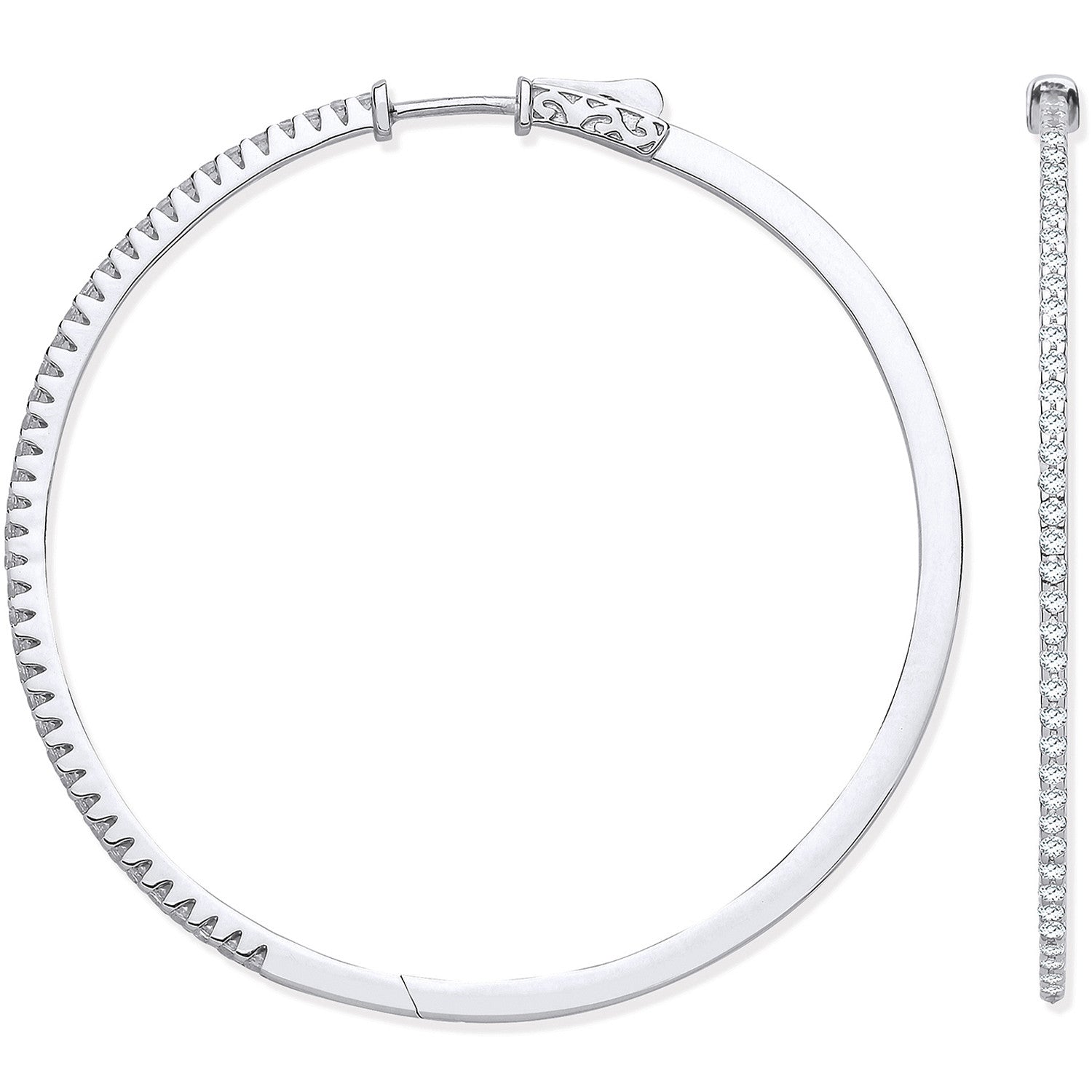 18ct White Gold 1.20ctw Claw Set Hoop Earrings