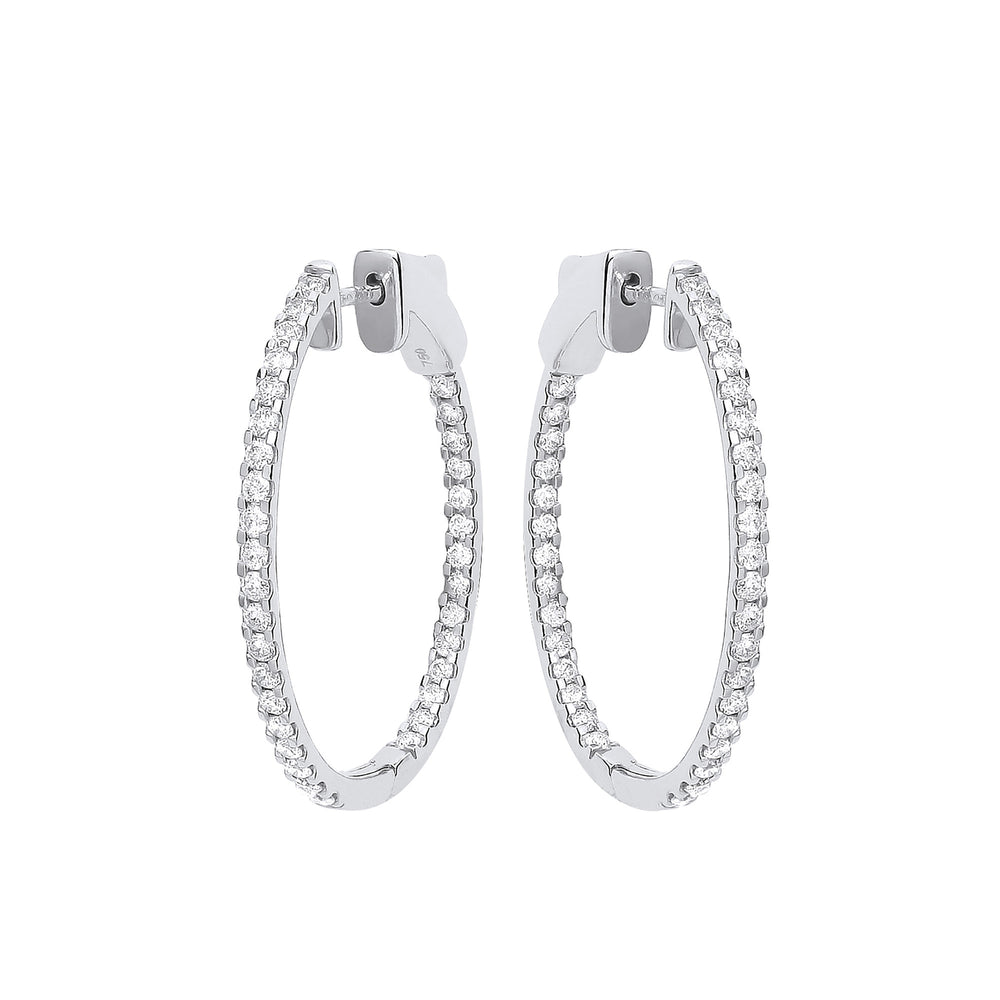 18ct White Gold 1.27ctw Diamond set Inside & Outside Oval Hoops