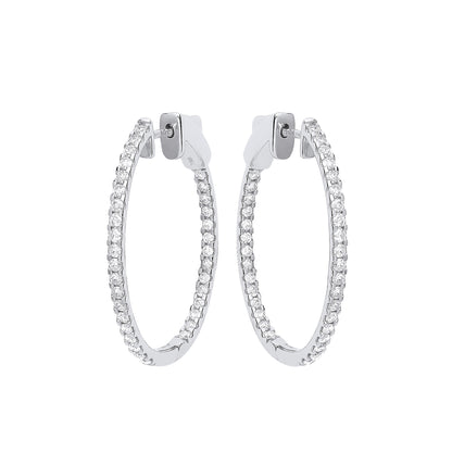 18ct White Gold 1.27ctw Diamond set Inside & Outside Oval Hoops