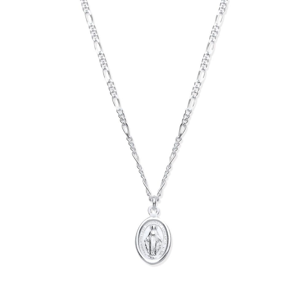 Silver Miraculous Medallion 17" Necklace/07" Bracelet