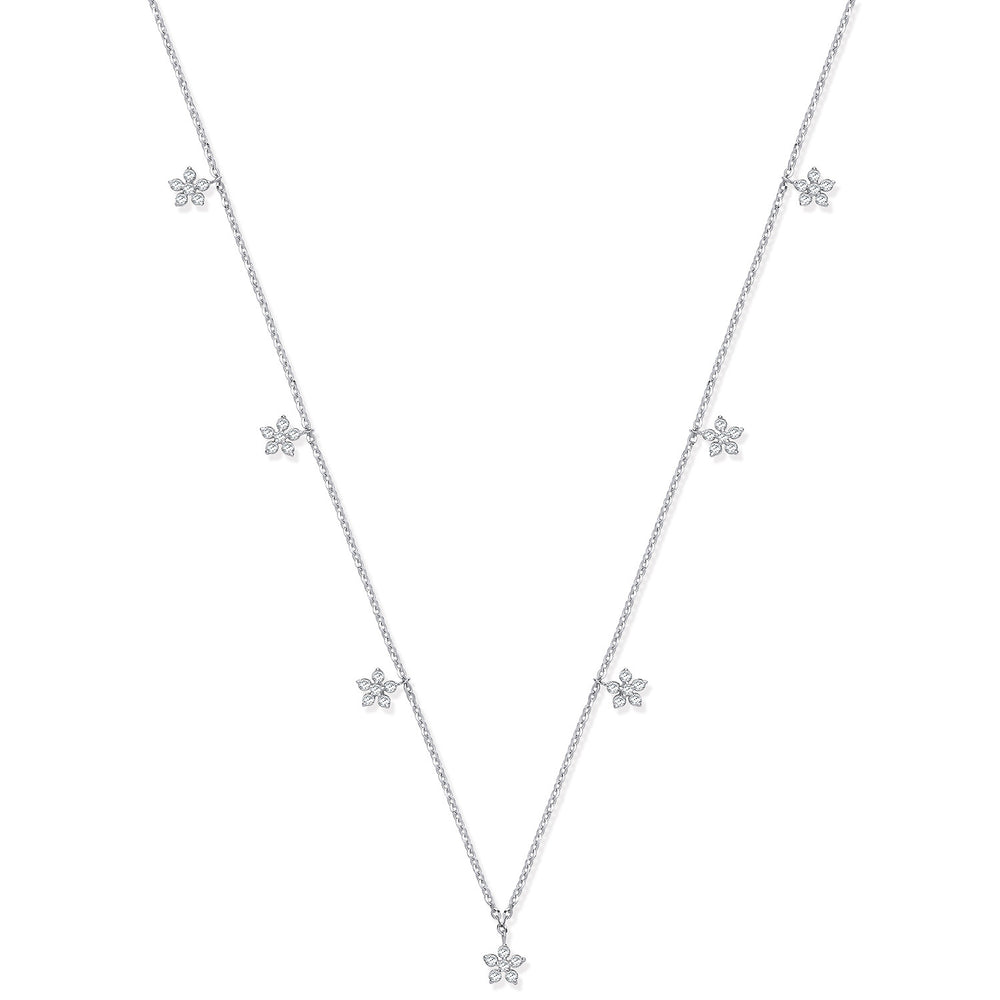 9ct White Gold 0.27ctw 7 Florets Pendant (18in/45cm) Chain