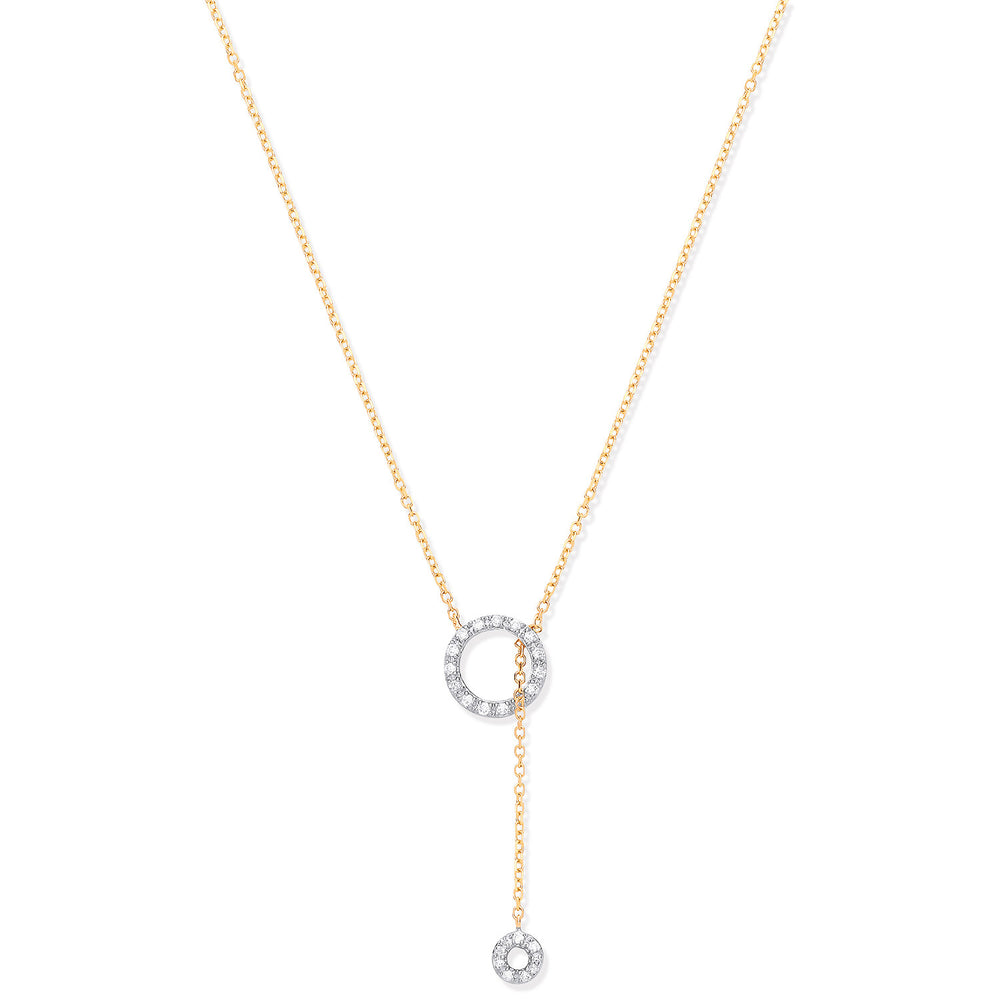 9ct Yellow Gold 0.09ctw Tassel Through Circle of Life Pendant (18in/45cm) Chain
