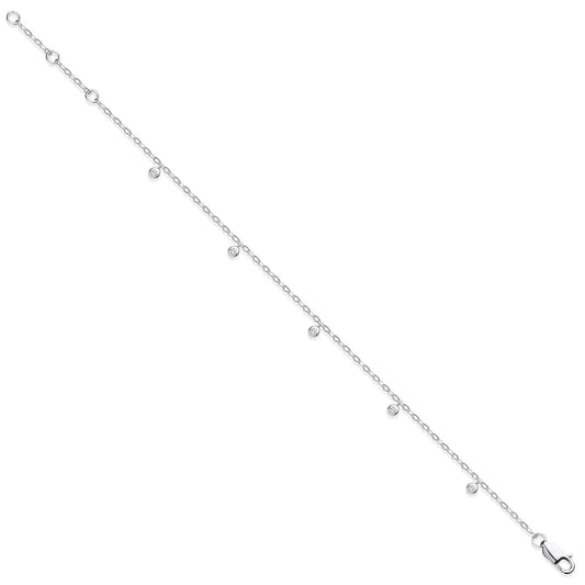 9ct White Gold Rub-Over 0.10ctw Diamond Bracelet