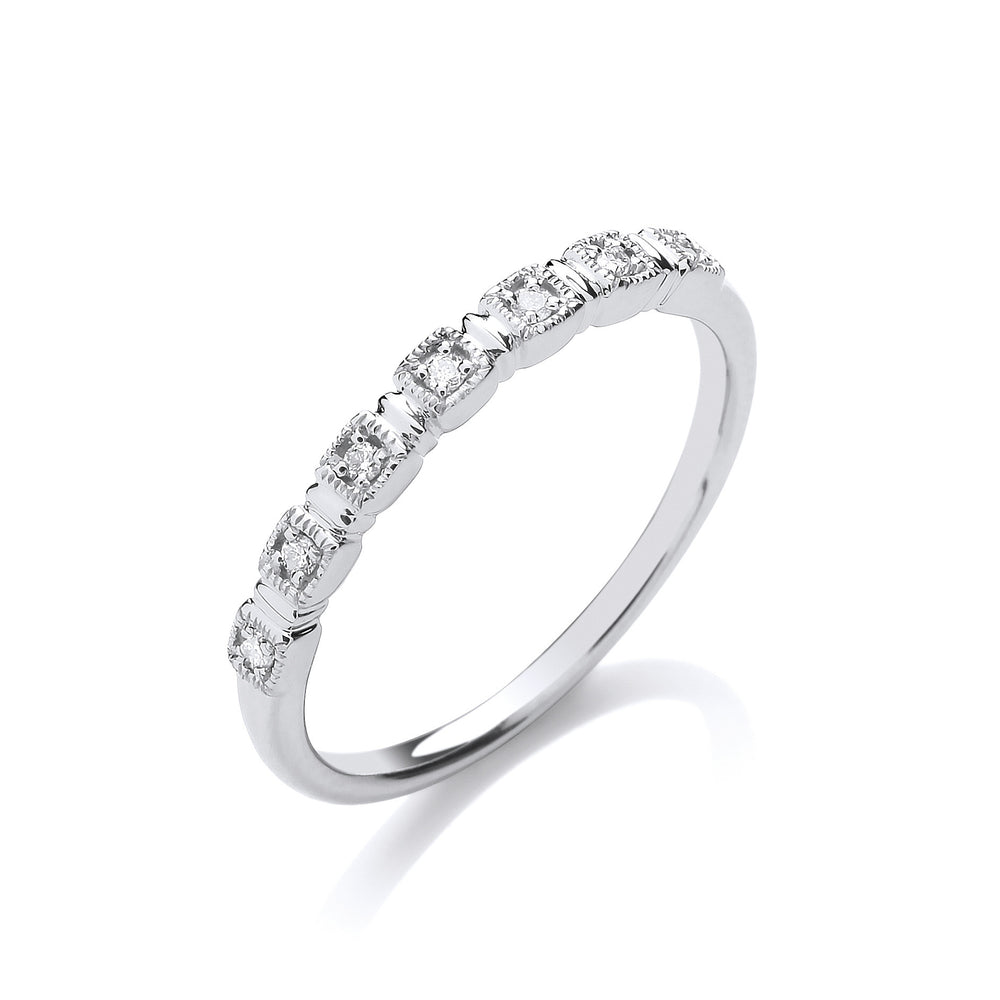 9ct White Gold Half Eternity 0.05ctw Diamond Ring – product view