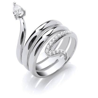 Silver Snake Cubic Zirconia Ring