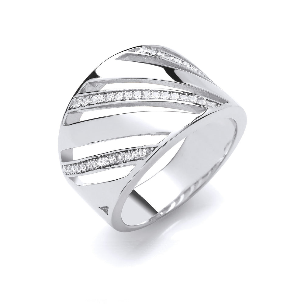 Silver Cubic Zirconia Fancy Ring – product view