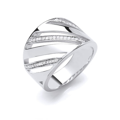Silver Cubic Zirconia Fancy Ring – product view