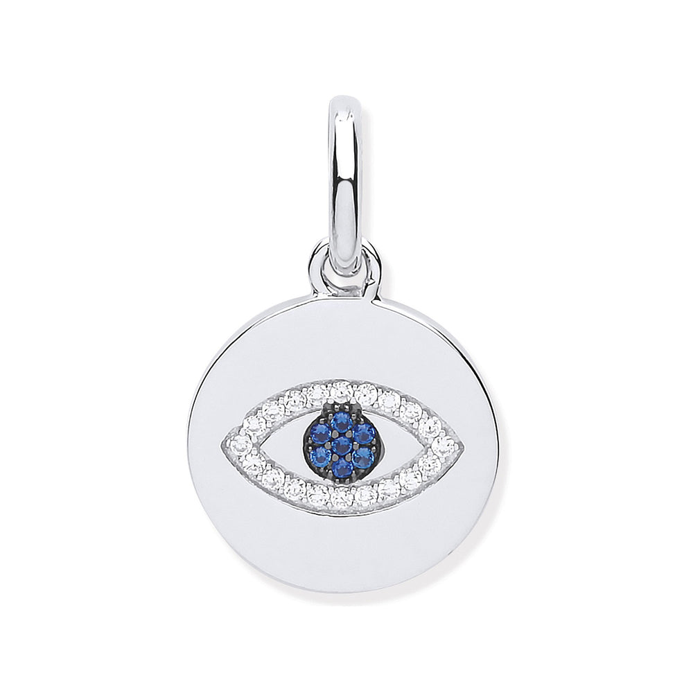 Silver Evil Eye Cubic Zirconia Drop Pendant