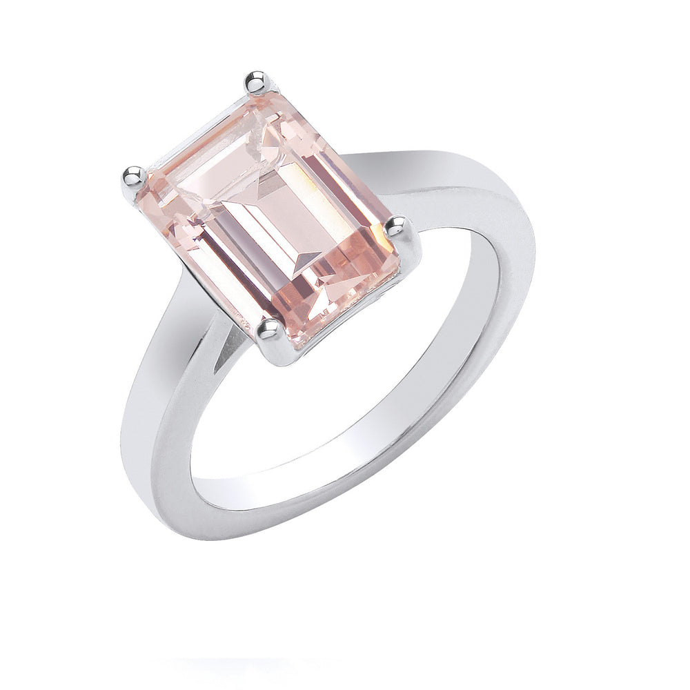 Silver Synthetic Morganite Ring – product view