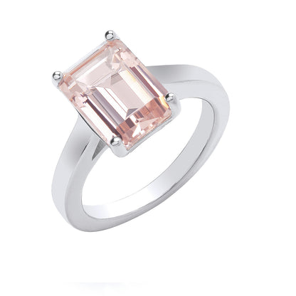 Silver Synthetic Morganite Ring – product view