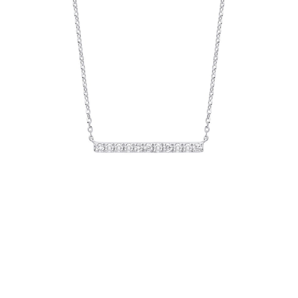 9ct White Gold 0.20ct Diamond Bar Necklace with 17in Chain