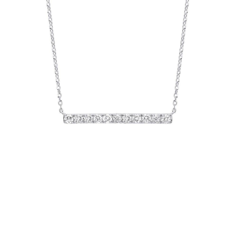 9ct White Gold 0.33ct Diamond Bar Necklace (18in/45cm) Chain