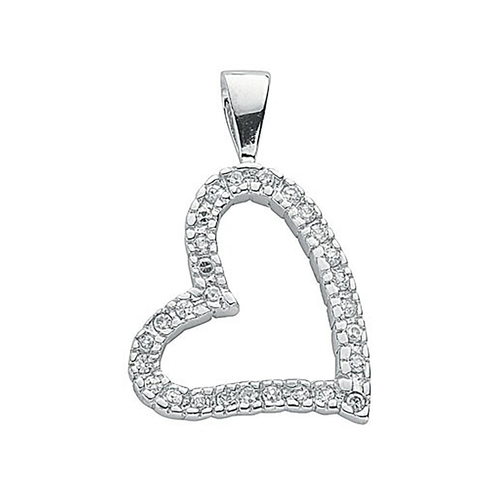 Silver Cubic Zirconia Heart Pendant