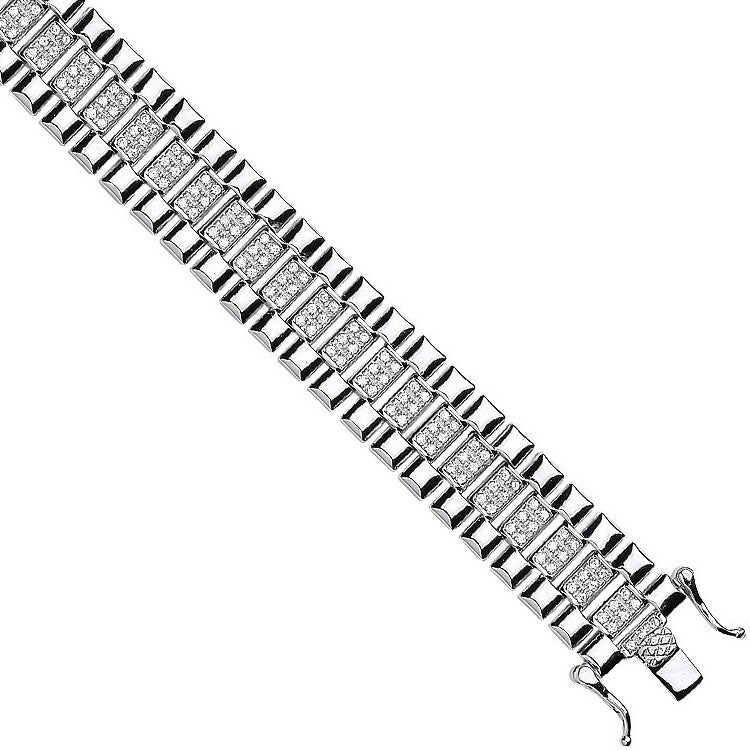 Silver 12mm Fancy Cubic Zirconia Link Baby/Ladies Bracelet