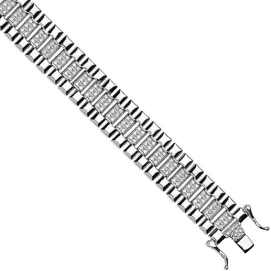 Silver 12mm Fancy Cubic Zirconia Link Baby/Ladies Bracelet