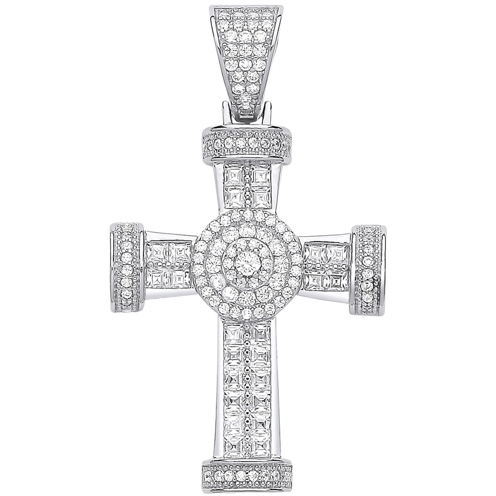 Silver Fancy Cubic Zirconia Cross